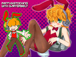 1boy androgynous bowtie briefers_rock bunny_boy bunny_ears bunny_tail bunnysuit canon_crossdressing color crossdressing detached_collar femboy fishnet_pantyhose girly high_heels human male male_only panty_&_stocking_with_garterbelt solo trap whimp wrist_cuffs