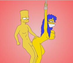 ass ass_grab bart_simpson bondage bound breasts cloth_gag color female gag gagged hair_down human incest insertion jsl male marge_simpson mother_and_son nude penis restrained sex side_view straight tagme the_simpsons tied_up