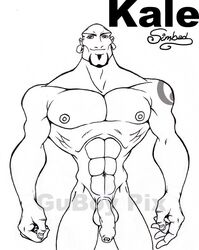 1boy abs bald balls ballsack dreamworks ear_piercing earrings facial_hair flaccid_penis foreskin goatee human intact kale_(sinbad) line_art long_foreskin male male_nipples male_only manly mature_male monochrome muscles muscular muscular_male nude_male pecs penis scrotum shaved_crotch sinbad:_legend_of_the_seven_seas smooth_penis solo soul_patch tattoo testicles uncut unretracted_foreskin