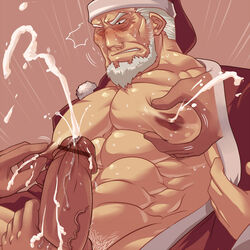 bara censored christmas human male male_lactation male_only rybiok santa_claus tagme