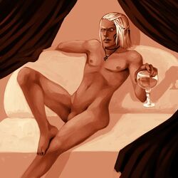 1boy color dragon_age dragon_age_origins elf nude tagme tattoo yaoi zevran_arainai