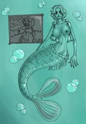 artist_request breasts camie female female_only mermaid nipples nude one_piece shocked topless