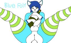 1futa anus balls blue_folf blue_fur blue_hair champagne dick futanari green_eyes green_nose gynomorph ms_paint original original_character penis stockings striped_legwear tail thick_thighs thighhighs twitter twitter_user_oc white_balls white_fur white_penis