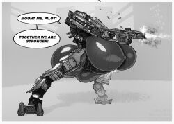 armor ass big_breasts big_butt borisalien breasts dialogue female genitals gun hi_res huge_breasts huge_butt humanoid hyper hyper_breasts machine metal monochrome nipples pussy ranged_weapon robot robot_humanoid shooting solo thick_thighs titanfall weapon wide_hips