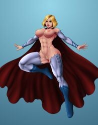 1girls abs alternate_costume alternate_version_available babyboombala big_breasts blonde_hair blue_boots blue_eyes bobcut cape dc dc_comics dc_extended_universe edit exposed_breasts exposed_pussy female_only kara_zor-l karen_starr muscles muscular muscular_female power_girl red_cape solo solo_female superman_(cosplay) symbol-shaped_pubic_hair tagme third-party_edit torn_bodysuit torn_clothes trimmed_pubic_hair white_bodysuit