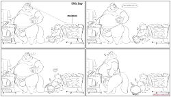 absurd_res balls balls_expansion big_balls comic english_text genitals hi_res huge_balls hyaenid hyper hyper_balls hyper_genitalia jeffrey_taggart male mammal no_nut_november oversized_balls page_13 page_number solo thewilldpink