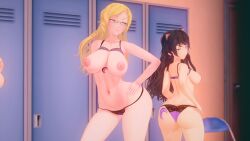 2girls arc_family_crest ass big_breasts blake_belladonna blonde_hair bubble_butt busty confident dat_ass fatallyobsessed female female_only glynda_goodwitch green_eyes large_breasts legs mature mature_female mature_woman multiple_girls navel nipples panties rwby sideboob smile teacher thick_thighs thighs thong underwear