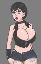 1girls black_hair blue_eyes bones_tales_the_manor breasts busty character_request cleavage cleavage_overflow curvy curvy_female curvy_milf dr_bones_(artist) emo female female_focus female_only high_resolution huge_breasts milf short_hair solo solo_focus tales) velvet_(character)_bones voluptuous voluptuous_female