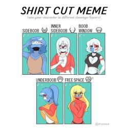 5girls blue_hair blush breasts countryhumans countryhumans_girl ecuador_(countryhumans) light_blue_hair long_hair medium_hair nicaragua_(countryhumans) panama_(countryhumans) paraguay_(countryhumans) shirt_cut_meme short_hair south_korea_(countryhumans) white_hair yellow_hair