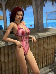 beach red_hair swimsuit sydgrl3d volleyball_net