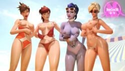 3d accidental_exposure amelie_lacroix angela_ziegler beach bikini bikini_bottom bikini_pull bikini_top bikini_top_removed blizzard_entertainment d.va deesee3d female female_focus female_only flashing flashing_breasts group_nudity group_picture hana_song lena_oxton looking_over_eyewear looking_over_glasses looking_over_sunglasses mercy one-piece_swimsuit overwatch pulling_clothing showing_breasts showing_off sunglasses take_your_pick taking_clothes_off tinted_eyewear tracer wardrobe_malfunction widowmaker