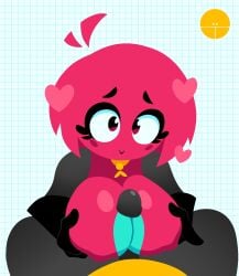 anthro big_breasts breasts clip_(snipperclips) female grabbing_own_breast heart jjoyplus male no_outlines paizuri penis red_body snip_(snipperclips) snipperclips x-ray yellow_body