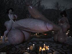 2futas 3d futa_only futanari glowing_eyes halloween hanging_balls huge_ass huge_balls huge_breasts huge_cock hyper hyper_balls hyper_penis kiriko_(overwatch) long_penis looking_at_penis mercy naked nude overwatch overwatch_2 overweight penis puffy_nipples renrenrew slightly_chubby standing thick_penis thick_thighs tiptoes veiny_penis witch_hat witch_kiriko witch_mercy