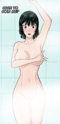 alzar big_breasts breasts female female_only fubuki_(one-punch_man) naked nude one-punch_man shower solo steam tagme wet_hair wet_skin