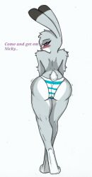 anthro ass big_butt blush disney female half_naked heart hi_res judy_hopps pace-maker panties small_waist solo thick_thighs underwear wide_hips zootopia