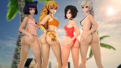 3d 4girls alexavlewd ass ass_focus black_hair blake_belladonna blonde_female blonde_hair braided_hair clothing cybernetics dat_ass faunus female female_only hand_on_own_ass human large_breasts light-skinned_female long_hair medium_breasts multiple_females multiple_girls pale_skin red_hair ruby_rose rwby short_hair small_breasts swimsuit swimwear team_rwby weiss_schnee white_hair yang_xiao_long