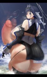 1futa above_clouds ass back back_view bare_shoulders black_gloves black_thighhighs blue_eyes blue_hair bottomless breasts censored chain_headband clothed clothing cloud curvy detached_sleeves erection futa_giantess futa_only futanari giant giantess gigantic_breasts gigantic_penis gloves hair_intakes half-skirt halo has_uncensored_version headband highres hololive hololive_english huge_ass huge_breasts huge_cock human ineffective_clothing ineffective_skirt light-skinned_futanari light_skin long_penis looking_back mechanical_halo miniskirt mosaic_censoring mostly_clothed mostly_nude ouro_kronii penis pointless_censoring ribbon_earrings short_hair sideboob sinensian skindentation skirt solo standing striped striped_skirt testicles thick_thighs thighhighs thighs veil vertical-striped_skirt vertical_stripes virtual_youtuber wide_hips