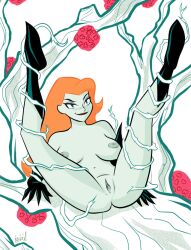 1girls artist_request batman:_the_animated_series batman_(series) big_breasts boots breasts casual_nudity dc_comics dcau female female_only gloves green-skinned_female green_skin legs_up naked nipples poison_ivy poison_ivy_(dcau) pussy red_hair solo the_new_batman_adventures unknown_artist