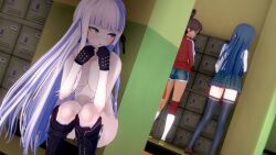 3d 3girls asahina_aoi black_socks blush boots boots_only completely_nude completely_nude_female danganronpa danganronpa:_trigger_happy_havoc danganronpa_1 embarrassed embarrassed_nude_female enf female female_only gloves gloves_only hiding humiliation kirigiri_kyouko knee_socks kneehighs kneesocks koikatsu maizono_sayaka multiple_girls nude public_nudity socks straight_hair thigh_socks thighhighs ultimateenf white_socks