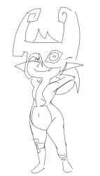 1girls black_and_white breasts cute featureless_breasts featureless_chest featureless_crotch female female_only imp_midna midna monochrome sketch softnsfwimp solo tagme the_legend_of_zelda twilight_princess white_background