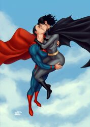 1boy 1boy1girl 1girls 2dnsfw 2dswirl asian asian_female batgirl batgirl_(cassandra_cain) batman_(series) batwoman boots breasts cape carrying cassandra_cain clothed conner_kent couple dark_hair dc dc_comics female flying fully_clothed gloves hips hug kissing kon-el light-skinned_female light-skinned_male male male/female romantic romantic_couple straight superhero superheroine superman superman_(series) thick_thighs thighs touching_thigh utility_belt wholesome wide_hips