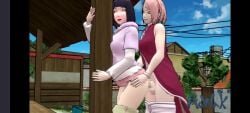 1futa 1girls 3d animated boruto:_naruto_next_generations duo female futa_on_female futanari hip_grab howak hyuuga_hinata mosaic_censoring mostly_clothed naruto naruto_(series) pants_down sakura_haruno shorts_down standing thrusting video