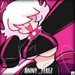 1girls animation_meme_community anny_(anny_perez) anny_perez anny_perez_oc big_breasts demon_girl female hair_over_eyes happy happy_female pink small_image underboob youtube youtube_hispanic