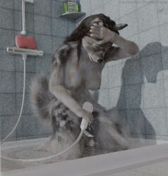 3d_(artwork) 3d_animation animated anthro arctic_fox breasts breath canid canine closed_eyes digital_media_(artwork) female fox kneeling mammal masturbation nude panting pawpads pink_pawpads short_playtime shower shower_hose solo xaotherion