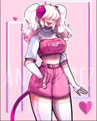 animation_meme_community anny_(anny_perez) anny_perez anny_perez_oc clothing demon demon_girl demon_horns demon_tail female hair_over_eyes light_pink_hair pink safe youtube youtube_hispanic