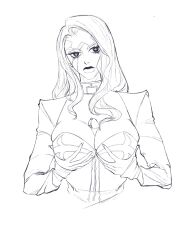 1girls breasts enrico_pucci female female_focus female_only fully_clothed jojo's_bizarre_adventure monochrome paizuri rule_63 solo solo_focus sssssss20350078 stone_ocean