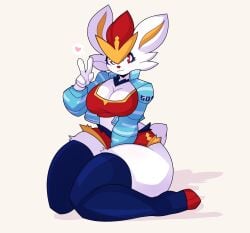 :3 anthro anthrofied big_breasts breasts bunny cinderace cleavage clothed clothing curves curvy curvy_body curvy_female curvy_figure curvy_hips curvy_thighs female fur furry furry_only gesture good_girl hi_res huge_breasts huge_hips huge_thighs large_hips miikotorii nintendo pokémon_(species) pokemon pokemon_(species) rabbit round_ass round_breasts round_butt sad tail thick thick_ass thick_hips thick_legs thick_thighs thin_waist white_body white_fur white_hair white_skin wide_hips wide_thighs