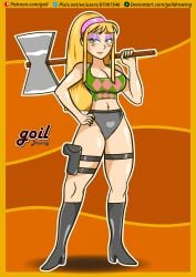 aged_up axe big_breasts blonde_hair disney_channel disney_xd female goil_drawing green_eyes kendall_perkins kick_buttowski