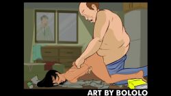 1boy 1girls aged_up animated asian_female black_hair blonde_hair bobby_hill bololo connie_souphanousinphone cum cum_on_face cumshot fat_ass fat_man handjob king_of_the_hill smaller_female smaller_male sound sound_warning tagme video