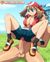 big_breasts bike_shorts brawly_(pokemon) may_(pokemon) may_(pokemon_rs) penetration pokemon pokemon_rse pokemon_trainer reit spats tagme tight_clothing watermark