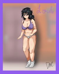 ankle_socks anklehighs bra doctor_chapatin freckles glasses huge_breasts large_breasts messy_hair original original_character panties slightly_chubby socks white_socks