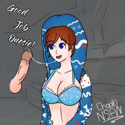 after_sex big_breasts blowjob bra chadkinsfw christmas cum cum_in_mouth cum_trail enjoying enjoyment fortnite fortnite:_battle_royale onesie onesie_(fortnite) open_clothes penis swallowing_cum talking_to_partner text