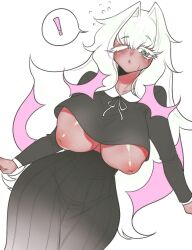 1girls breasts clothed cookie_run exposed_breasts female_only heretic__idan_(artist) inverted_nipples white_ghost_cookie