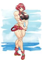 abs big_breasts big_muscles female female_only hyper hyper_muscles muscular muscular_female nintendo pyra red_hair tireimisu xenoblade_(series) xenoblade_chronicles_2