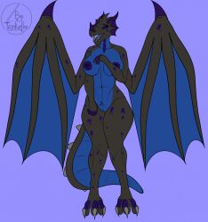 anthro breasts dragon female hi_res nipples solo tenkelly wings