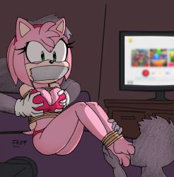 amy_rose bed bedroom bondage bound bound_ankles bound_arms frefer9 furry gag gagged grope groping groping_breast groping_breasts groping_from_behind kissing_feet mbklvrs pink pink_body pink_fur pink_skin red_underwear rope rope_bondage sonic_(series) sonic_the_hedgehog_(series) tape tape_gag tied tied_arms tied_hands tied_legs tied_up underwear