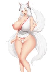 alluring almost_naked almost_nude bubble_ass bubble_butt demon demon_girl demon_horns demon_tail eyebrows_visible_through_hair fox fox_ear fox_ears fox_girl fox_humanoid fox_tail foxgirl game_cg hand_gesture inviting_to_fuck inviting_to_sex kainkout kitsune long_hair nipples official_art one_eye_closed open_mouth pointy_ears pubic_tattoo red_eyes rhea_(succubus_covenant) seducing seduction seductive seductive_eyes seductive_look seductive_mouth seductive_pose seductive_smile sharp_teeth shiny_skin succubus succubus_covenant succubus_tattoo voluptuous voluptuous_female white_clothes white_eyebrows white_hair winking_at_viewer