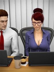 breasts clothing duo glasses laptop muffin necklace necktie sydgrl3d