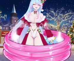 1girls animal_ears animated blue_hair bouncing_breasts breasts choker christmas cleavage dancing eyeshadow female_only huge_breasts indie_virtual_youtuber lipstick long_fingernails long_hair multicolored_hair nail_polish no_sound official official_art one-piece_swimsuit pink_hair pool red_lipstick red_nails revealing_clothes santa_costume santa_hat screencap silvervale silvervale_(artist) smile solo swimsuit thick_thighs thigh_gap thighs twitch two-tone_hair video virtual_youtuber vshojo wolf_ears wolf_girl