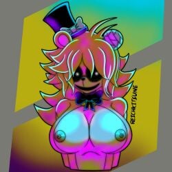 2022 animal_humanoid anthro bear big_breasts black_bow_tie black_sclera blonde_hair bow_(feature) bow_tie breasts cally3d clazzey clothed clothing creepy_smile cryptiacurves digital_drawing_(artwork) digital_media_(artwork) exposed_breasts fazclaire's_nightclub female female/female five_nights_at_freddy's fnaf freddy_(fnaf) fredina's_nightclub fredina_(cally3d) frenni_(cryptia) frenni_fazclaire fur golden_freddy golden_freddy_(fnaf) golden_fredina_(cally3d) hair hat headgear headgear_only headshot_portrait headwear headwear_only hi_res humanoid machine machine_girl mammal mammal_humanoid mostly_nude nipple_slip nipples portrait reichkitsune robot robot_humanoid rule_63 scottgames smile solo top_hat topless topless_anthro topless_female type_0 ursid_humanoid video_games white_bow white_eyes yellow_body yellow_fur