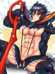 abs big_breasts big_muscles female female_only kill_la_kill macto2nd matoi_ryuuko muscle muscles muscular muscular_female straight_hair