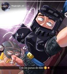 bad_anatomy clash_(series) clash_royale dick elite_barbarians_(clash_royale) gay helmet hyugaiida male_only mega_knight_(clash_royale) precum social_media spanish_text toony