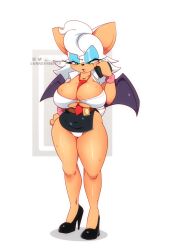 hourglass_figure lunaexhabbitix rouge_the_bat short_skirt sonic_(series) waitress