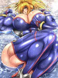 abs big_breasts big_muscles blonde_hair blue_eyes female female_only gravion hyper hyper_muscles macto2nd muscle muscles muscular muscular_female tachibana_mizuki tagme