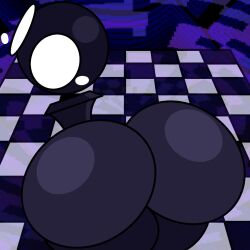 ambiguous_gender animate_inanimate anthro ass big_ass big_butt black_body chess chess_piece large_ass looking_back object pawn_(chess) presenting presenting_ass presenting_hindquarters shocked spacebotbutt3k surprised