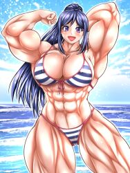 abs big_breasts big_muscles bikini bikini_bottom bikini_top female female_only hyper hyper_muscles macto2nd muscle muscles muscular muscular_female tagme